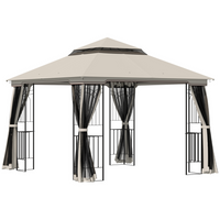Outsunny - Tonnelle de terrasse à toit souple 10 pi l x 10 pi L - beige-Pavillon pratique avec un design haut et spacieux