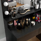 HOMCOM - Coiffeuse avec miroir éclairé - 31,5 po L x 15,7 po l x 53,1 po H - noir-La quincaillerie anti-basculement améliore la stabilité 