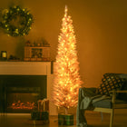 HOMCOM - Arbre de Noël artificiel illuminé 6 pi avec lumières LED blanc chaud-200 lumières LED intégrées directement dans l'arbre offrent un affichage chaleureux 