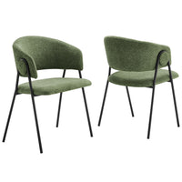 Modway - Nella Rembourré Chenille à bruyère Chaises de salle à manger Ensemble de 2 - Eucalyptus Black-Ensemble de 2 chaises de salle à manger d’accent