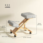 HOMCOM - Chaise ergonomique agenouilloir pour bureau à domicile - blanc crème-Cadre en bois d’hévéa massif, supportant jusqu’à 265 lb (120 kg) pour plus de durabilité