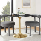 Modway - Lippa Rond de 36 po Faux marbre Table à manger, Or Noir-Socle métallique résistant aux éclats