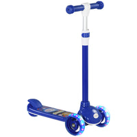 Qaba - Trottinette pour tout-petits à 3 roues avec hauteur réglable à 3 niveaux, frein sur le garde-boue arrière, lumière LED - bleu-Les roues en PU à LED ajoutent une touche d’éclat à chaque trajet 