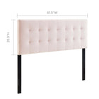 Modway - Lily Biscuit Touffé Performance Velvet Tête de lit Queen, Rose-Sellerie en velours en polyester