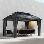 Outsunny - Pavillon de patio 13 pi l x 10 pi L - pavillon d’extérieur à double toit pour pelouse - noir-Structure en aluminium avec support en acier garantissant une robustesse optimale