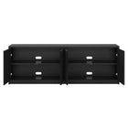 Hudson&Canal - Meuble TV Renad pour téléviseurs jusqu'à 78" - Grain noir-Nettoyer avec un chiffon doux et sec, sans produits chimiques agressifs ni produits de nettoyage abrasifs