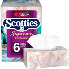 Scotties Supreme Lot de 6 boîtes de mouchoirs doux et résistants à 3 plis - Paquet de 6-Super doux et résistant : Profitez de mouchoirs 3 épaisseurs qui sont doux pour les peaux sensibles tout en étant tenaces pour les tâches difficiles