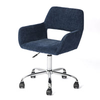 Homy Casa - Chaise de Bureau Réglable avec Base Chromée - Tissu Bleu Marine-Hauteur Réglable : Personnalisez facilement la hauteur de la chaise selon vos préférences grâce au mécanisme de levage à gaz