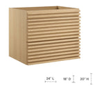 Modway - Render Support mural de 24" Armoire de toilette de salle de bain (lavabo non inclus) - Chêne-Calleton de montage compatible avec les cloisons sèches