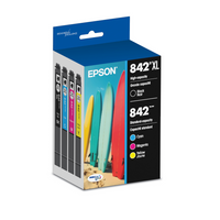 Epson - Cartouche d'encre DURABrite Ultra T842 - grande capacité/capacité standard - Noir/Couleur - Paquet de 4-Le système d’impression Epson est particulièrement conçu pour être utilisé avec les encres d’origine Epson. L’utilisation d’encres non authentiques peut entraîner des dommages qui ne sont pas couverts par la garantie limitée de l’imprimante
