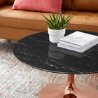 Modway - Lippa 36 po Faux marbre Table basse - Rose Black-Socle en métal rose poli