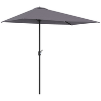 Outsunny - Parasol de patio demi-lune avec 5 baleines - 8 pi - gris-Auvent en polyester résistant aux UV pour une meilleure protection solaire à l'extérieur