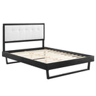 Modway - Willow Bois Plate-lit complet avec cadre angulaire, Noir Blanc-Assemblée requise