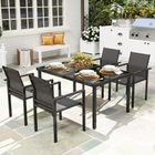 Outsunny - ensemble de salle à manger de patio 5 pièces avec 4 chaises empilables-Un parasol est maintenu dans un trou de diamètre 1,7 po (diamètre 42 mm) pour vous protéger efficacement du soleil