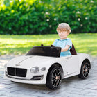 Aosom - voiture électrique radiocommandée 12v bentley licenciée pour enfants, jouet à roulettes cadeau pour tout-petits - blanc-Pneus extra-larges, ceinture de sécurité et conception de roue arrière amortissante pour une conduite sûre et fluide 