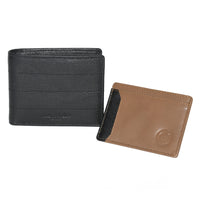 Club Rochelier - Portefeuille Billfold pour hommes avec porte-cartes amovible - Combo noir/beige-8 emplacements pour cartes de crédit