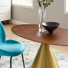 Modway - Tupelo Ovale de 48 po Table à manger, Noyer d’or-Placage de grains de bois