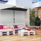 Outsunny - Parasol demi-cercle pour patio avec manivelle et 5 baleines - 9 pi - noir-Solidité et durabilité supérieures grâce au cadre en acier avec revêtement en poudre