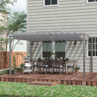 Outsunny - Pergola d’extérieur à lames orientables 12,8 pi l x 9,7 pi L avec toit rétractable - gris-Le toit à lames orientables à 135° protège la zone de la pergola du soleil et des rayons UV