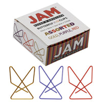 JAM Paper - Pinces papillon colourées - pinces à papier assorties - paquet de 15-Assortiment de trombones papillon