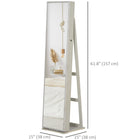 HOMCOM - Armoire à bijaux avec miroir - 15 po L x 15 po l x 61,75 po H - blanc-Conception sécurisée avec serrure pour protéger vos précieux bijoux 