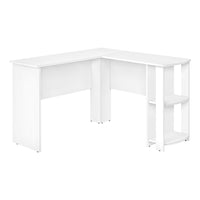 Monarch Specialties - 7723 Bureau - En Forme De L/Coin Avec 2 Tablettes Blanc-Bureau d'ordinateur en forme de L avec rangement, de couleur blanc.