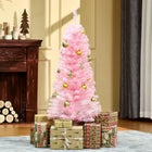 HOMCOM - Sapin de Noël artificiel 4' forme crayon avec ouverture automatique - rose-L'arbre rose en forme de crayon est spécial pour attirer l'attention des femmes et est populaire parmi les jeunes 