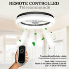 Bell+Howell - Ventilateur de plafond CannonX à profil bas de 50 cm (19,7 po) avec éclairage et télécommande - Noir-Dimensions : 19,69 po L x 19,69 po l x 5,32 po H