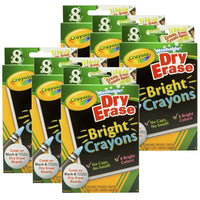 Crayola - Crayons lavables effaçables à sec - Couleurs vives - 8/boîte - paquet de 6-Fonctionne sur des tableaux effaçables à sec sombres ou clairs