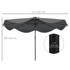 Outsunny - Parasol de patio solaire avec LED et inclinaison - gris foncé-Fabriqué en tissu polyester 180 gsm et structure métallique