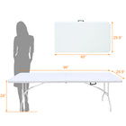 Homy Casa - Table pliante portable de 8 pi pour intérieur et extérieur, camping - Blanc-Le plateau blanc offre un aspect propre et simple