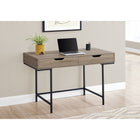 Monarch Specialties - 7555 Bureau 48 po L - Taupe Fonce/Metal Noir-La base en métal au fini noir offre de la stabilité et comprend des pieds en métal minces qui sont encastrés sous le bureau rectangulaire