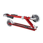 Globber - Trottinette Flow Elements avec Lumières – Rouge-Guidon en aluminium réglable sur 4 hauteurs (80 cm, 85 cm, 90 cm ou 95 cm du sol), large et incurvé, avec poignées ergonomiques en TPR confortables et durables, et un serre-câble anti-secousse
