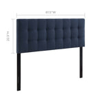 Modway - Lily Tissu rembourré Tête de lit Queen, Marine-Convient aux lits queen size
