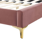 Modway - Current Performance Velvet Lit de plateforme complet, Rose poussiéreuse-Assemblée requise