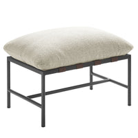 Modway - Raya Terrasse extérieure Boucle Ottoman in Ivoire-Cadre en aluminium revêtu en poudre