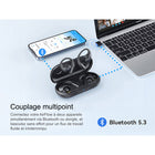 EMEET - Casque sans fil Bluetooth AirFlow à oreille ouverte avec micro antibruit-Stérilisation par lumière UV dans l'étui de recharge