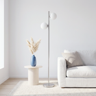JAC Styles Liam 66" 2-Light Floor Lamp - Brushed Nickel with White Shade-Convenient Foot Switch - Allows easy hands-free control for comfortable everyday use.