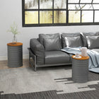 HOMCOM - Tables gigognes - gris-Grand espace de rangement pour stocker des livres, des magazines, des sacs à main, des écharpes ou d'autres accessoires avec couvercle amovible 