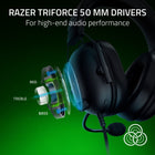 Razer - Blackshark V2 X XBOX Casque esport pour XBSX - Noir-Haut-parleurs 50 mm razer triforce: Performances audio haut de gamme. Notre conception brevetée à la pointe de la technologie divise le haut-parleur en 3 parties permettant de régler individuellement les sons aigus moyens et graves. Profitez d’un un milieu de gamme cristallin avec des aigus plus riches et des basses plus puissantes
