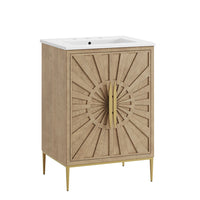 Modway - Awaken 24" Vanette de salle de bain - Chêne Blanc-MDF et bois massif