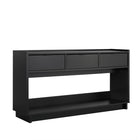 Prepac - Console Simply Modern de 60,25 po avec 3 tiroirs et grand compartiment de rangement ouvert - Noir-Console De Rangement Polyvalente: Personnalisez cette mesa consola de entrada de sala selon vos besoins. Idéale pour organiser vos médias dans le recibidor de entrada casa, elle sert également de table d'entrée ou de table pour canapé étroite et longue pour un espace ordonné