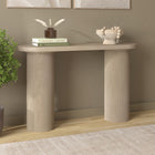 Hudson&Canal - Table console ovale cannelée Isa - 55 po l - Blanc aulne-Caractéristiques assemblage facile