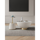 Manhattan Comfort - Ensemble de 2 tables : table basse moderne Anderson 71,5 cm et table d’appoint 40 cm - Crème-Caractéristiques de la table basse avec un magnifique plateau en céramique effet marbre