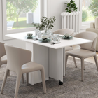 HOMCOM - Table à manger pliante à abattant 55 po avec étagères de rangement pour 4-6 personnes - blanc-Fabriqué en panneau de particules solide pour un cadre robuste adapté à un usage quotidien