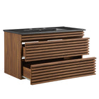 Modway - Render Support mural de 36" Vanette de salle de bain - Noir noyer-8