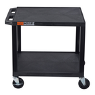 Luxor - Chariot utilitaire polyvalent à deux plateaux plats de 26" H Luxor TUFFY - 24" L x 18" P - noir-Il supporte jusqu'à 300 livres réparties uniformément, chaque plateau contenant environ 150 livres