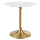 Modway - Lippa Rond de 28 po Bois Table à manger, Or Blanc-Table à manger moderne