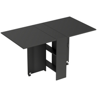 HOMCOM - Table à manger pliante à abattant avec étagères à 2 niveaux et roulettes pour 2-4 personnes - noir-Design à abattant – utilisez cette table à manger extensible de trois façons : aucun côté relevé, un seul côté relevé ou les deux côtés relevés 