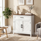 HOMCOM - Buffet étroit moderne de style ferme 30 po avec portes de rangement - blanc-La structure en MDF garantit une durabilité et une stabilité à long terme